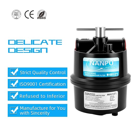 NANPU 1/2" NPT Sub-Micronic Compressed Air Filter Kit – 0.01 Micron Filtration - Image 6
