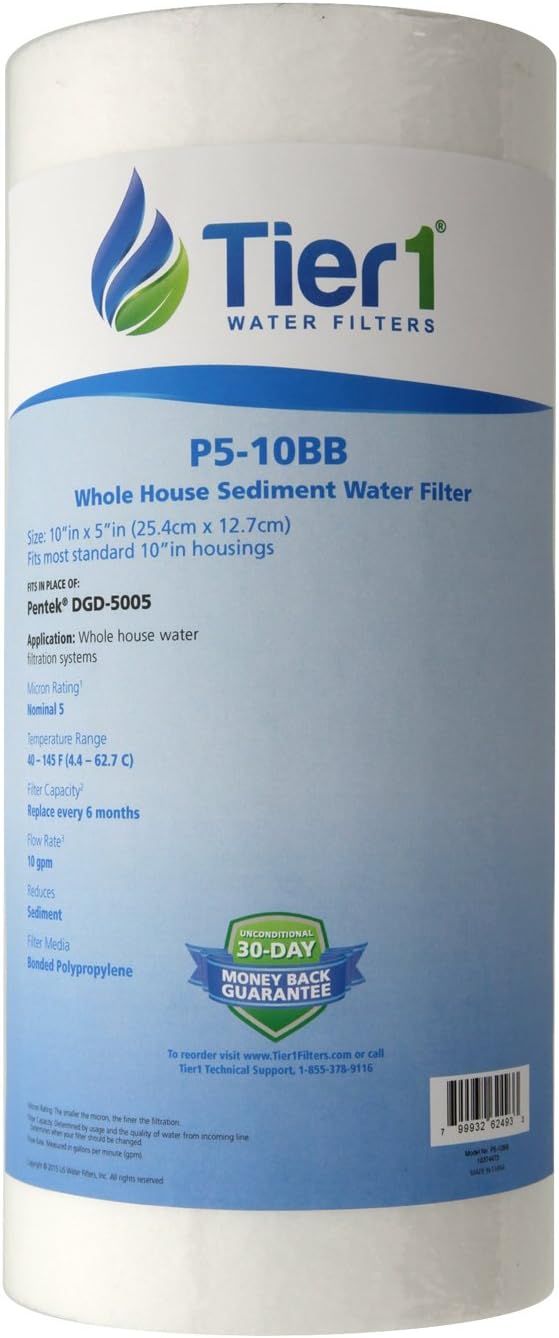 Tier1 5 Micron 10 x 4.5 Water Filter | Spun Wound Polypropylene Whole House by Tier1