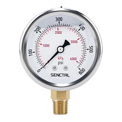 SENCTRL 0-600 Psi Glycerin Liquid Filled Pressure Gauge, 2.5" Dial Size by senctrl
