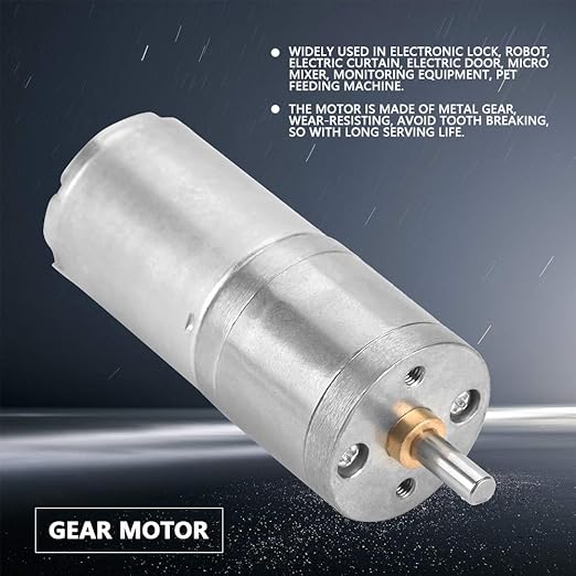 25mm DC 12V 25GA-370 Low Speed Metal Gear Motor for Electronic Locks Robotics Electric Curtains Security Systems with Copper Coil and Quiet High Performance