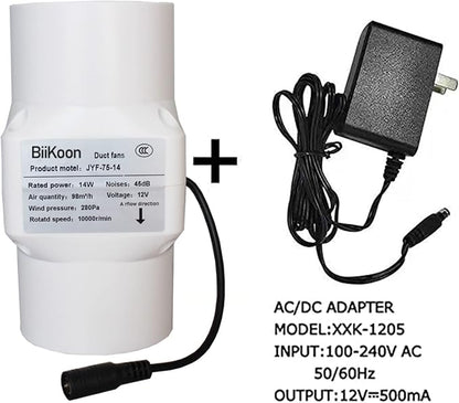 3 Inch Inline Duct Fan 53 Cfm Extractor Fan 12V Plastic Blower Air Exhaust - Image 6