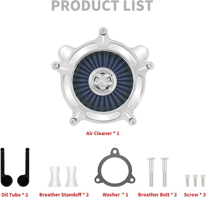 HDBUBALUS Motorcycle Air Filter Air Cleaner Intake System Cleaner Fit - Image 6