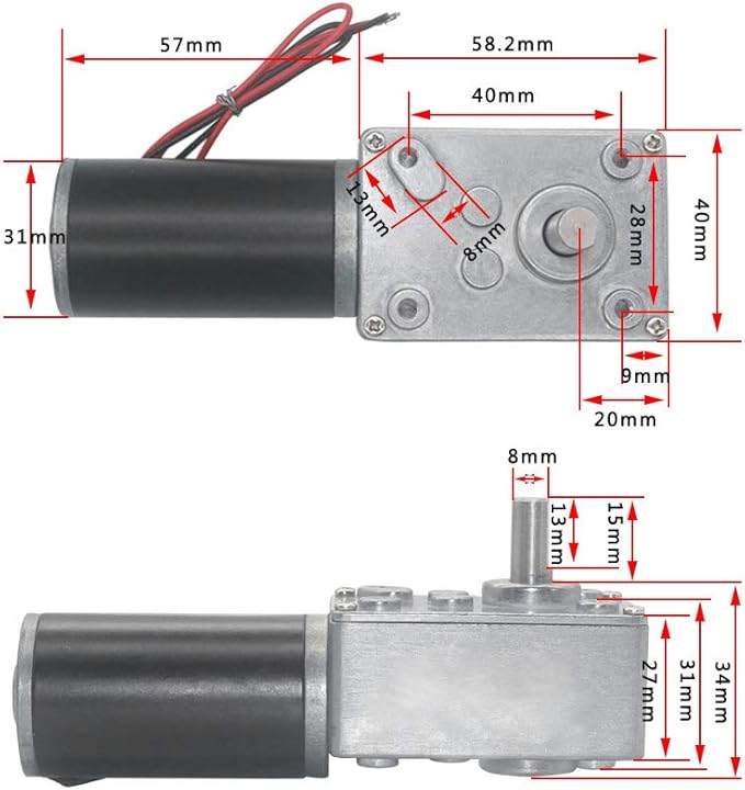 Reversible Gear Motor, 24V 8mm Shaft Gear Motor High Torsion Speed Reduce Electric Motor for Curtain Machine Advertising Equipment Window Opener Smart Device (150RPM)