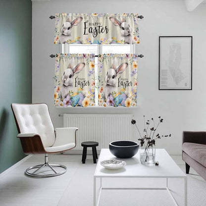 Easter Grey Bunny Kitchen Curtains Set 3 Piece - Image 8