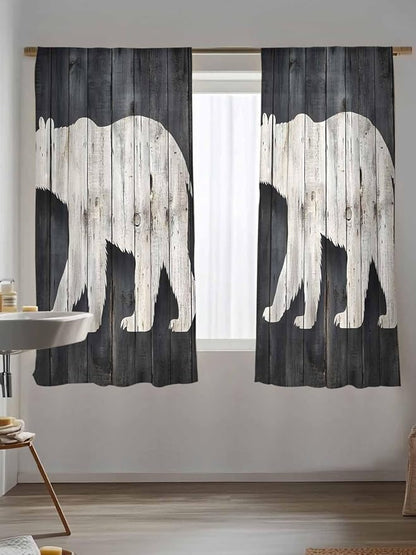 Sheer Curtains 72 Inches Long, Rustic Counrty Vintage Wood Grain Privacy Voile - Image 5