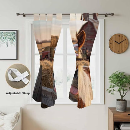 Farm Horses Bathroom Curtains 63 Inch Length, Window Curtains Tab Top, - Image 5