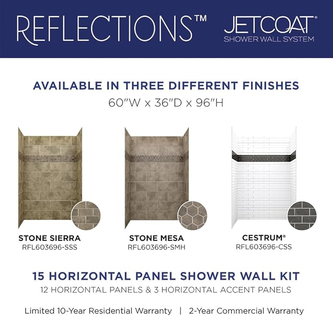 Miseno MSW-603696RFL Readyset 60" X 36" X 96" Fifteen Panel Alcove Shower Wall Kit - Cestrum
