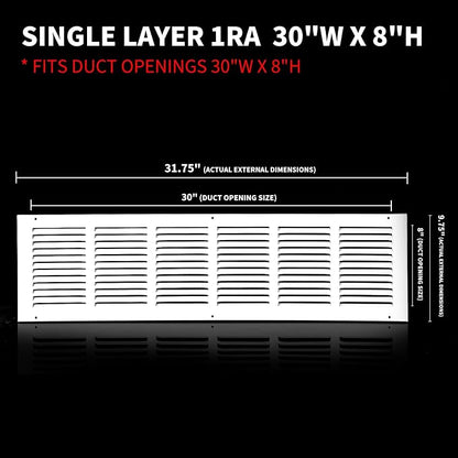 30x8 Return Air Grille, Air Return Vent Cover, Flat Vent Cover, Rejillas De - Image 3