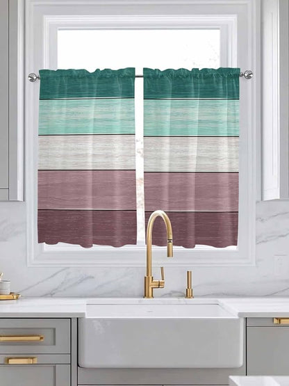 Retro Farm Woodcuts Texture Window Valance Curtains, 2 Panel by IDOWMAT