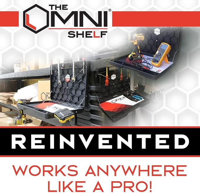 The OmniShelf Magnetic Portable Workstation + Toolbox, Computer & Laptop Stand, Multimeter Case, Utility Shelf w/ 40 lb Capacity, Hands Free Workstation Attaches to HVAC, Trucks & More (3 Count)