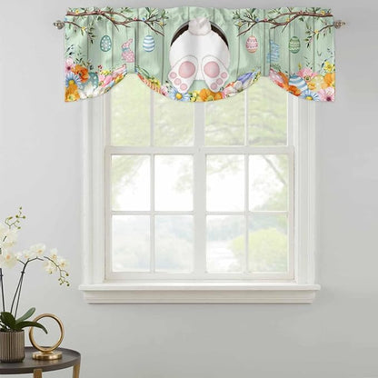 Easter Tie Up Valance Curtains for Windows, Kitchen Curtains Window Shades - Image 2