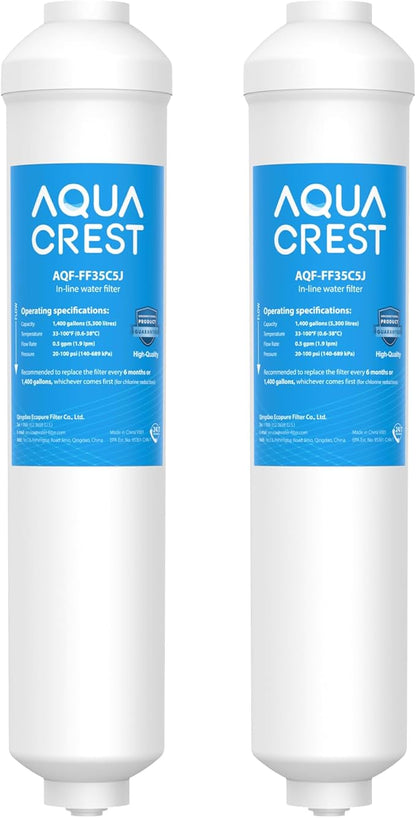 AQUA CREST FF35 Inline Water Filter Replacement, 1/4" Quick-Connect Replacement by AQUACREST