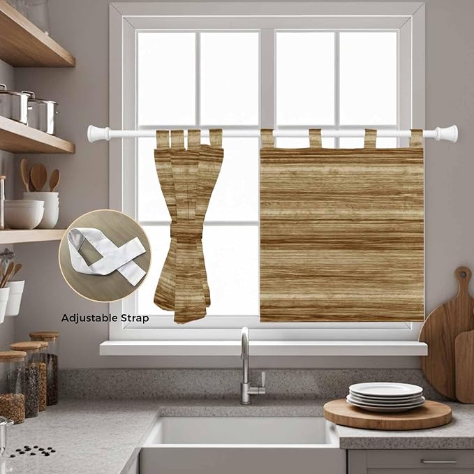 Vintage Western Kitchen Curtains 24 Inch Length, Small Window Curtains Tab Top - Image 5