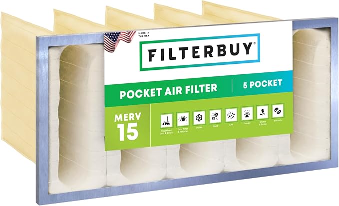Filterbuy 16x25x12 5-Pocket Air Filter MERV 15 HVAC Replacement by Filterbuy