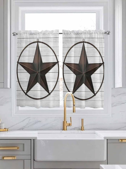 Vintage Farm Western Star Window Valance Curtains, 2 Panel - Image 2
