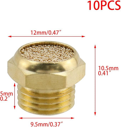 Wealrit 10 PCS Pneumatic Exhaust Mufflers, 1/8" Male Thread Hex Copper Air - Image 2