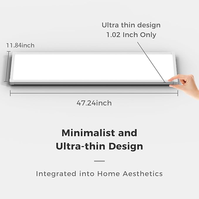 AIKVSXER 48 Pack 1x4 FT LED Flat Panel Light Surface Mount, with Wireless Switch & App Control, Night Mode, 50W 5500LM, 3000K/4000K/6500K, Ultra-Thin LED Light for Office Home,120-277V - White
