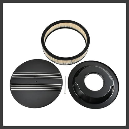 14 x 3 Inch Round Black Air Cleaner Kit Half Finned Drop Base Compatible - Image 2