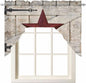 Village Stars Swag Kitchen Curtains Valance and Tier Set, Vintage Dark Red Star by Unknown