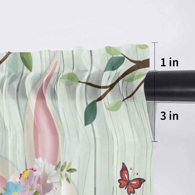Easter Sheer Valances for Windows 60"x18", Light Filtering Kitchen Curtains - Image 7