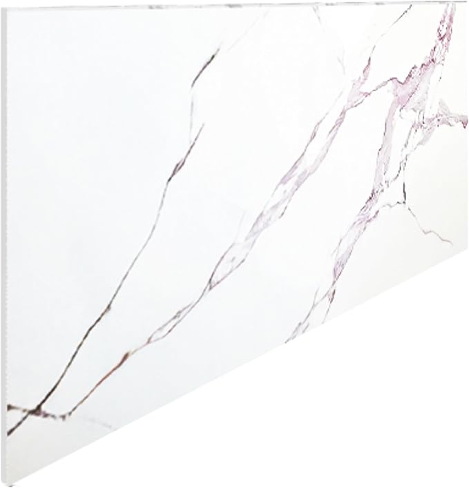 Dundee Deco Faux Marble Wall Panels - 2 ft X 4 ft - Glossy, Waterproof Indoor Wall Cladding - White, Grey Veins - Set of 4 - Covers 31 sq ft