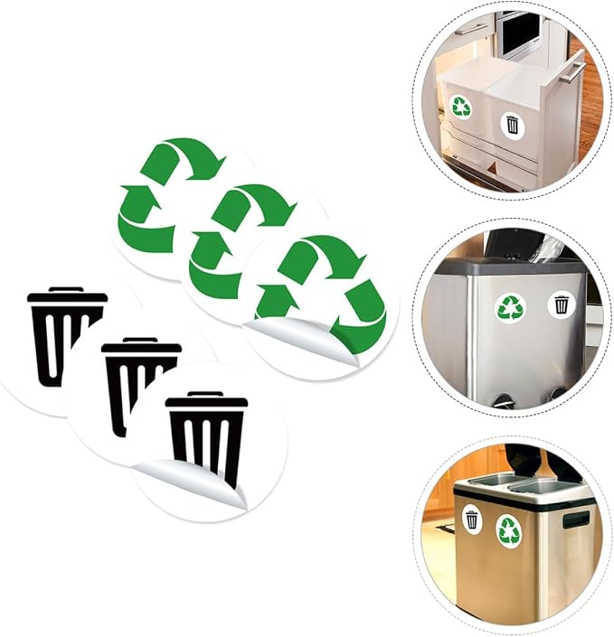BESTOYARD 6-Pack Adhesive Garbage Classification Decals Waterproof Waste - Image 3