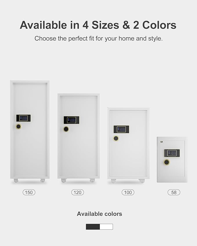 TIGERKING 11.5 Cu Ft Large Heavy Duty Home Security Safe – Digital Touchscreen Lock, Anti-Theft, Adjustable Shelves, Easy to Use, Jewelry & Valuables, Ideal for Home or Office (White, Modern Design)