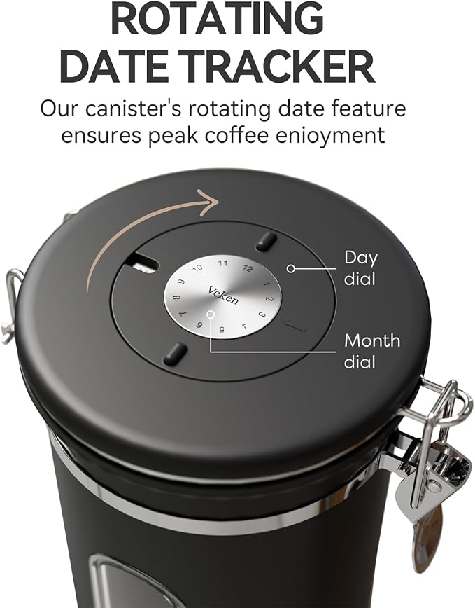 Veken Coffee Canister with Window, Airtight Stainless Steel Pantry Container - Image 4