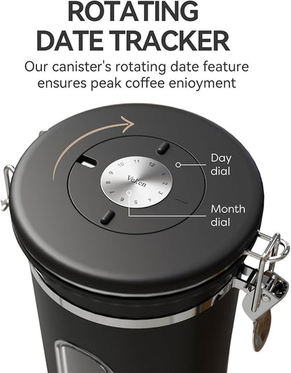 Veken Coffee Canister with Window, Airtight Stainless Steel Pantry Container - Image 4