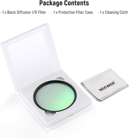 NEEWER 58mm Black Diffusion 1/8 Filter Soft Dreamy Cinematic Effect Filter - Image 8