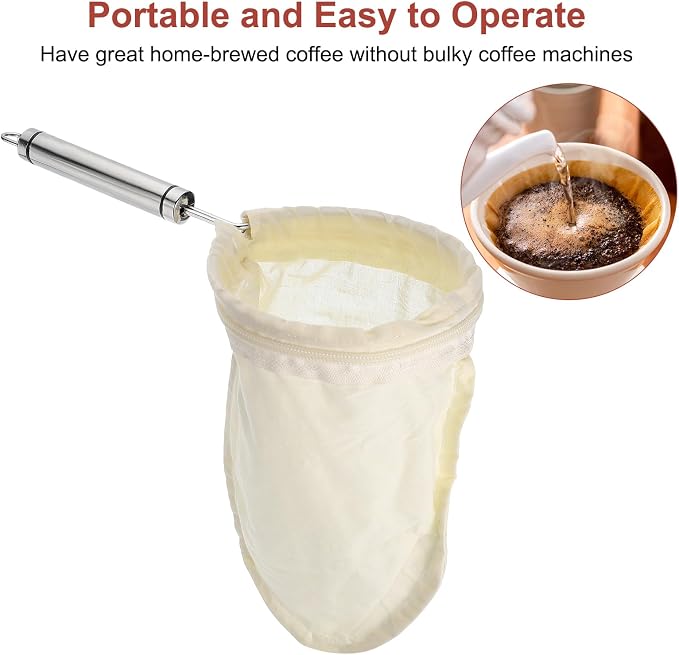uxcell 1 Pcs Cloth Coffee Filter Bags, Coffee Sock Filter, Reusable Coffee - Image 4