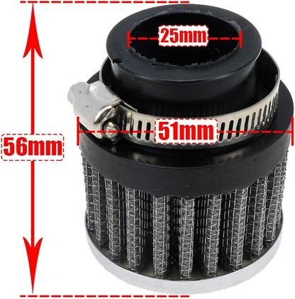 25mm Inlet Motorcycle Air Filter Replacement Cylindrical Intake Mesh Filter - Image 2