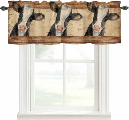 Farmhouse Cow Curtain Valances for Windows, Kitchen Valance Window Treatment by Unknown