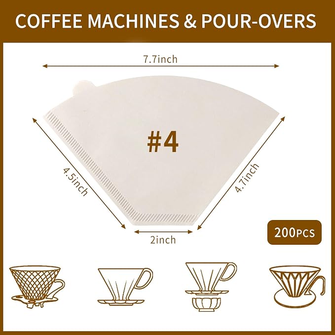 Coffee Filters #4，Coffee Filter 4 Cone Paper 12 Cup，200 Disposable Large Coffee - Image 2
