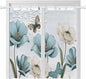 Blue Tulips Bathroom Curtains 63 Inch Length, Window Curtains Tab Top, by Unknown