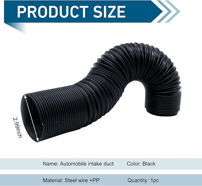 Car Air Intake Pipe, 2.9" Leak-proof Bendable Feed Expansion Hose - Image 2
