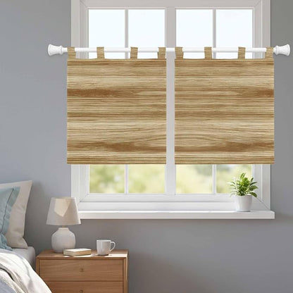 Light Brown Wood Grain Kitchen Curtains 24 Inch Length, Small Window Curtains - Image 9