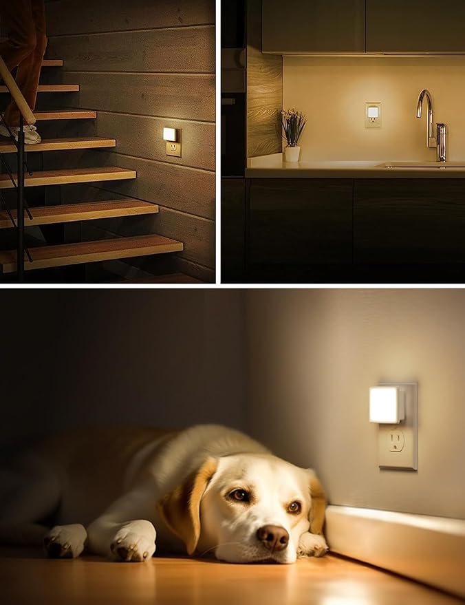 L LOHAS LED Night Lights Plug into Wall, [6-Pack] Plug in Night Light, Dusk-to-Dawn Sensor, 3000K Soft White 0.3W Bright Nightlight Auto-On/Off for Adults Kids Room Bedroom Bathroom Hallway Kitchen