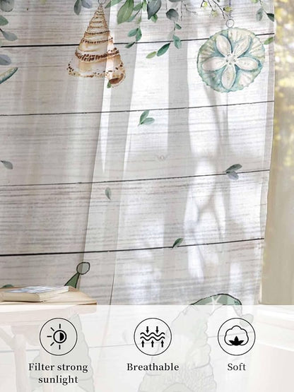 Sheer Curtains 54 Inch Length, Coastal Eucalyptus Leaf Semi Sheer Curtains - Image 6