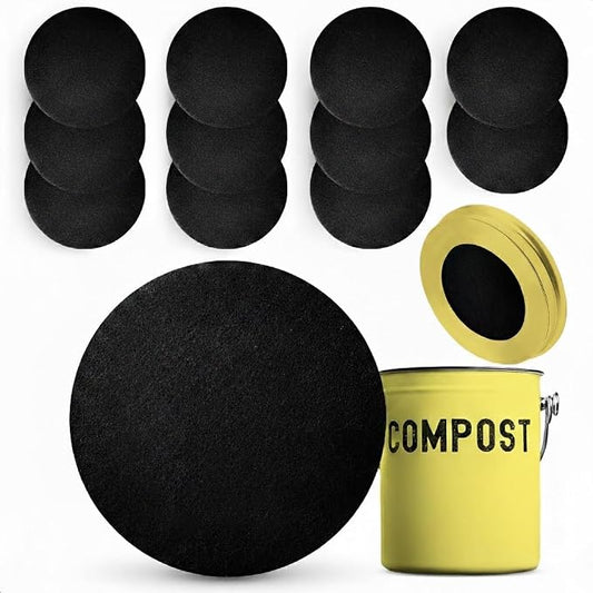 12 Pcs Charcoal Filters for Compost Bucket by Reluen