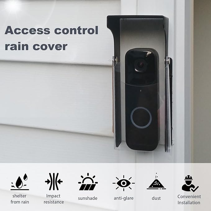 "Black Doorbell Rain Cover - Waterproof, Anti-Glare - Compatible with Blink/Google Nest/Arlo Video Doorbell".
