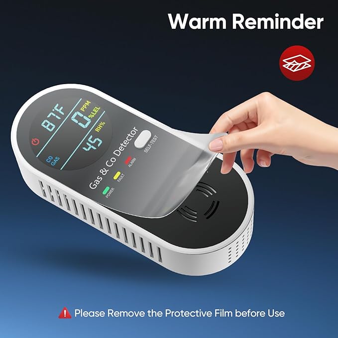 4-in-1 Natural Gas Leak Detector & Carbon Monoxide Detectors with Natural, Propane, Co & Gas Leak Detector - Carbon Monoxide Detectors Plug in -Temperature & Humidity Detectors for Home, RV (2 Packs)