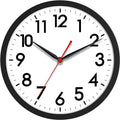 AKCISOT Wall Clock 10 Inch Silent Non-Ticking Modern Clocks Battery Operated - Analog Small Classic for Office, Home, Bathroom, Kitchen, Bedroom, School, Living Room(Black)