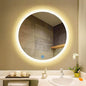 Bathroom Mirror with LED Light and Demister Pad Touch Sensor Wall Mounted Round by Unknown