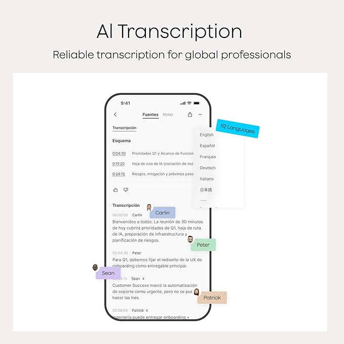 Plaud NotePin S AI Voice Recorder, Wearable AI Notetaker, AI Transcribe & Summarize, Support 112 Languages, 64GB Memory, Audio Recorder for Meetings Interviews with 4 Accessories, Purple