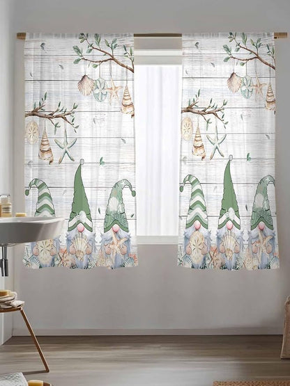 Sheer Curtains 72 Inches Long, Sage Green Gnomes Semi Sheer Curtains Light - Image 5