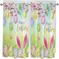 Easter Bedroom Curtains 63 Inches length, Spring Bunny Colorful Rabbit Eggs by Unknown