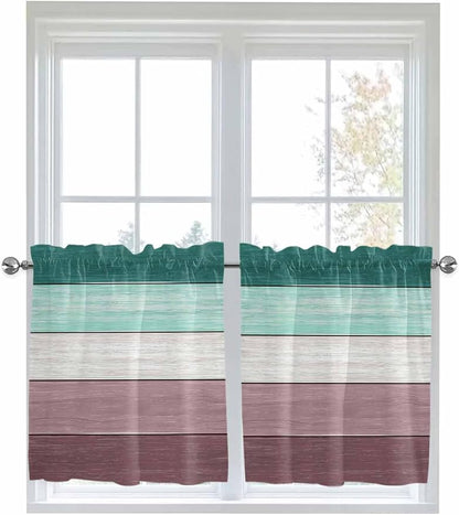 Retro Farm Woodcuts Texture Window Valance Curtains, 2 Panel - Image 5
