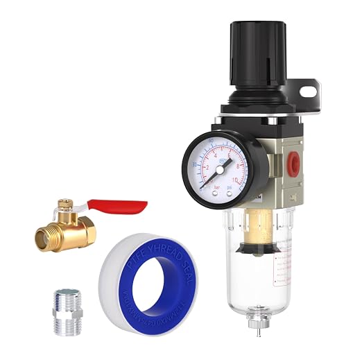 AIRZOE 1/4"NPT Air Filter Regulator Combo Piggyback, 5 Micron Brass Element by AIRZOE