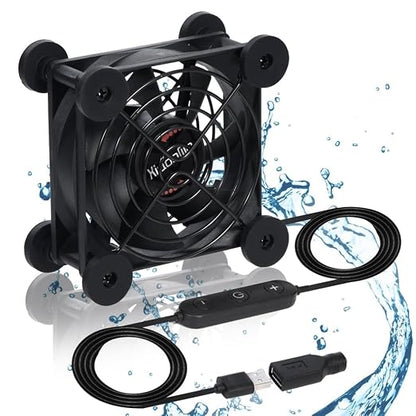 Quiet 80mm Fan with 10 Speed USB 5V DC 12V IPX5 Waterproof Cooling Fan by xiaoqijia